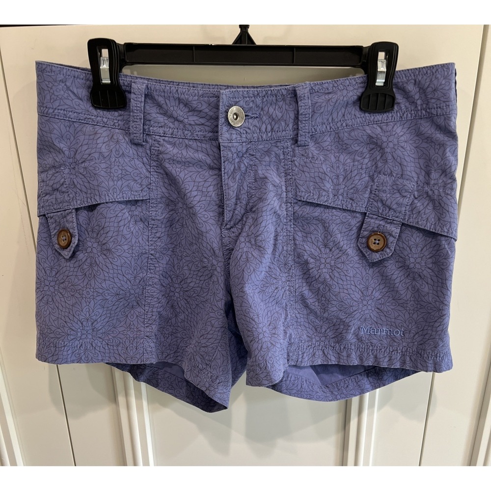 Marmot Ginny Shorts Women's Size 8 Purple Floral Printed Outdoors Hiking Casual